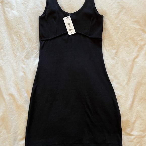Size Medium Dynamite Ribbed Black Bustier Bodycon Mini Dress - Picture 1 of 3